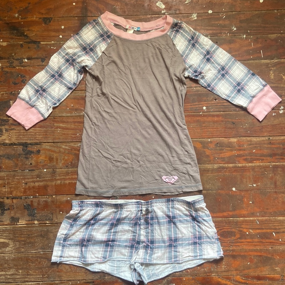 Roxy Plaid Pajama Set Size Small
